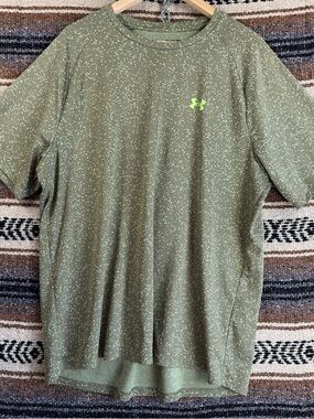 Under Armour Tech Tee 2XL Green Speckled Short Sleeve Athletic Shirt Loose Fit